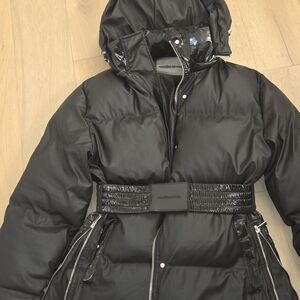 Maniere De Voir Black Belted Puffer Jacket